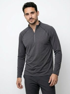 Lululemon Men's Charcoal Quarter-Zip Pullover #casualwear #lululomenformen #lulu